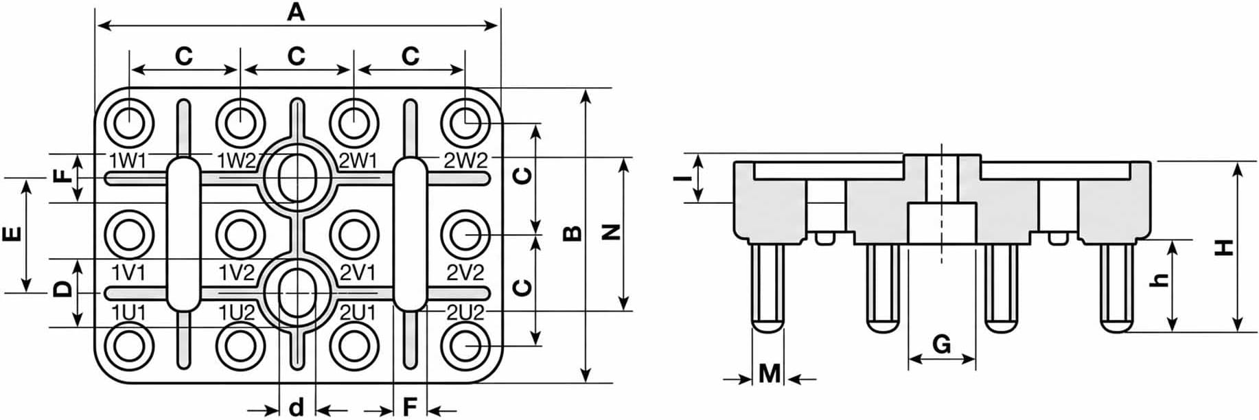 Disegno tecnico morsettiera 12 perni